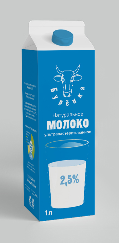 Дизайн для упаковки молока с треугольным верхом