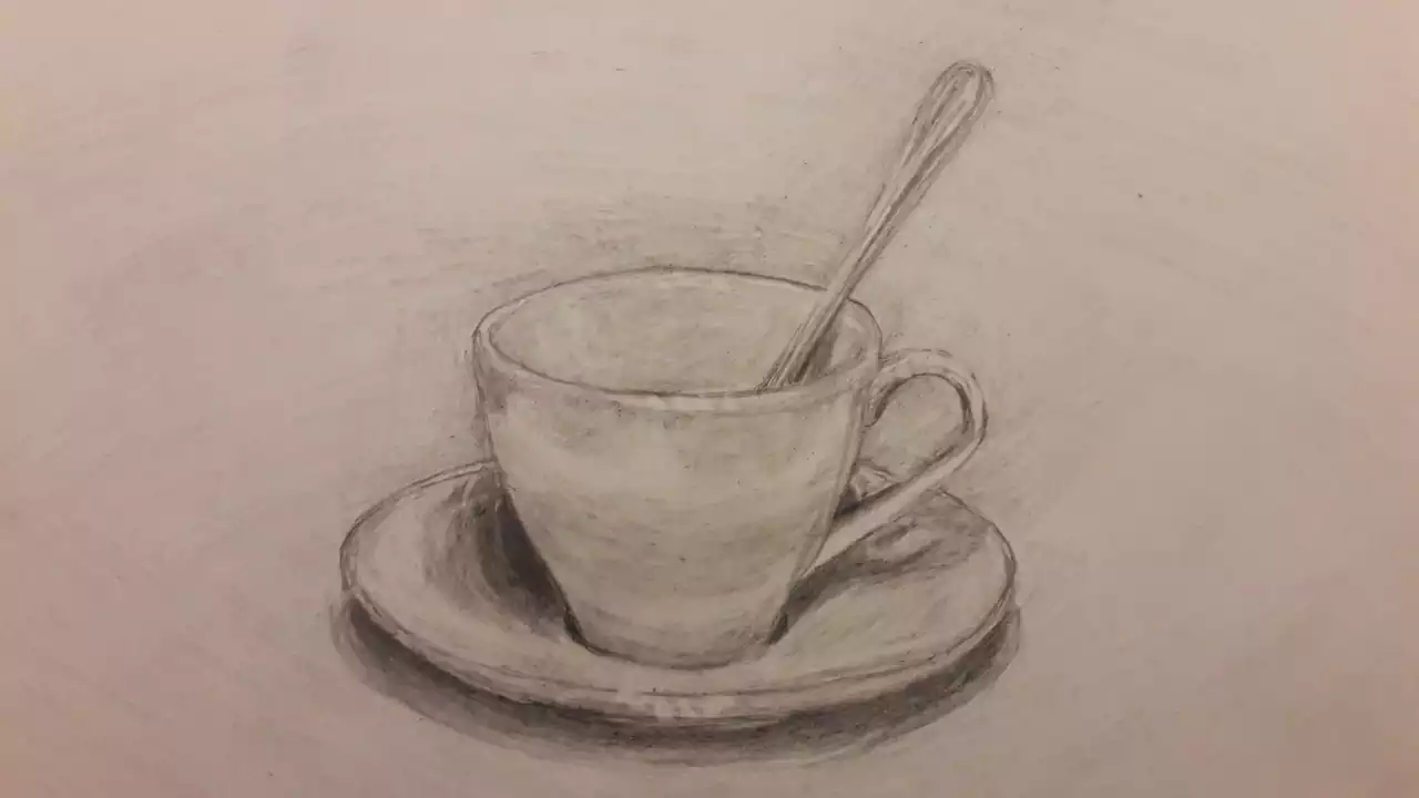 Handdraw picture cup with spoon