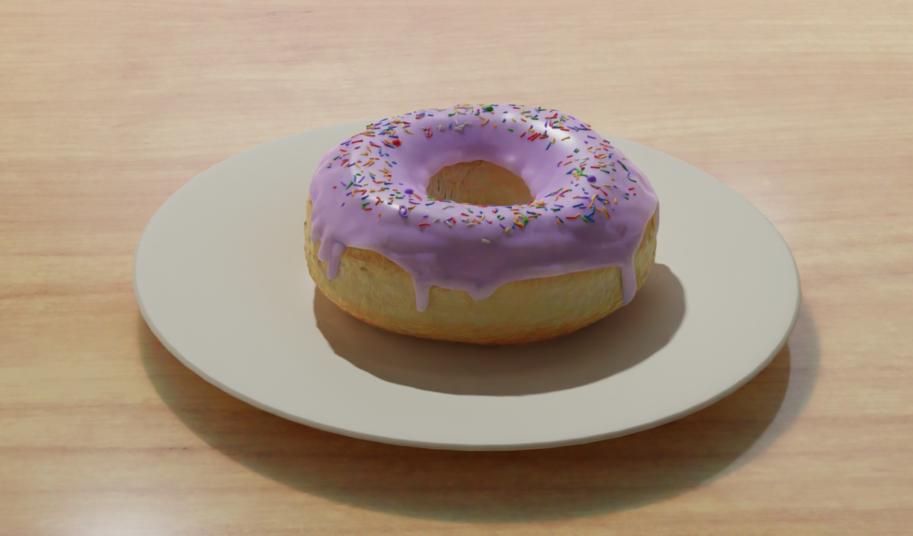Пончик на тарелке. Blender